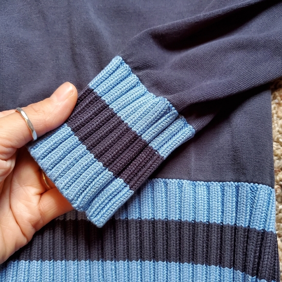 Michael Kors Navy Silk Vintage Vibe Sweater Top - Picture 4 of 5